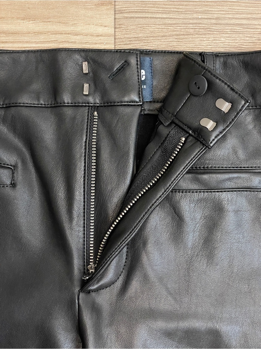Maeve by Anthropologie Black Faux Leather High Waisted Kick Crop Pants - Picture 7 of 15